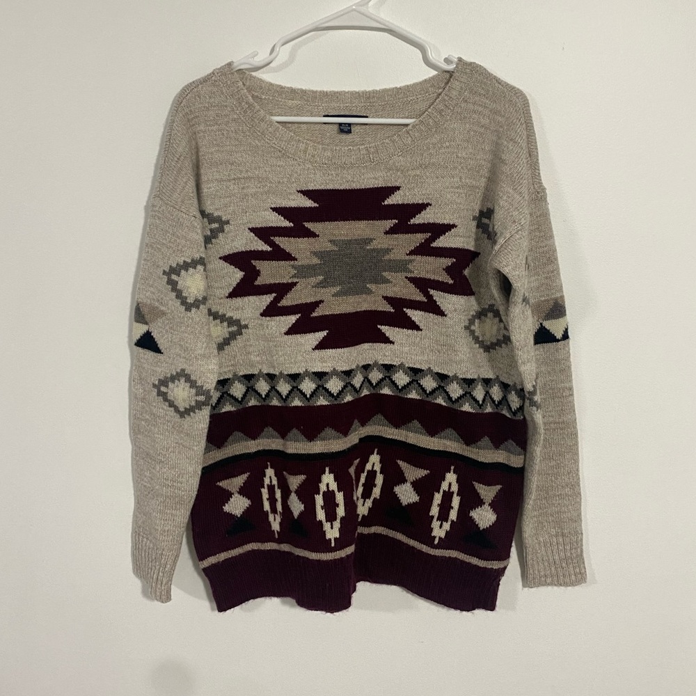 American Eagle Aztec western cabincore wool blend Sweater M